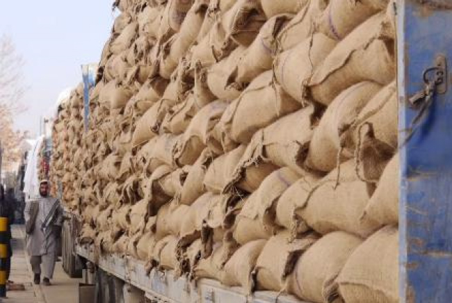 هفتمین محمولۀ گندم کمک‌شدۀ هند به افغانستان به چابهار رسید